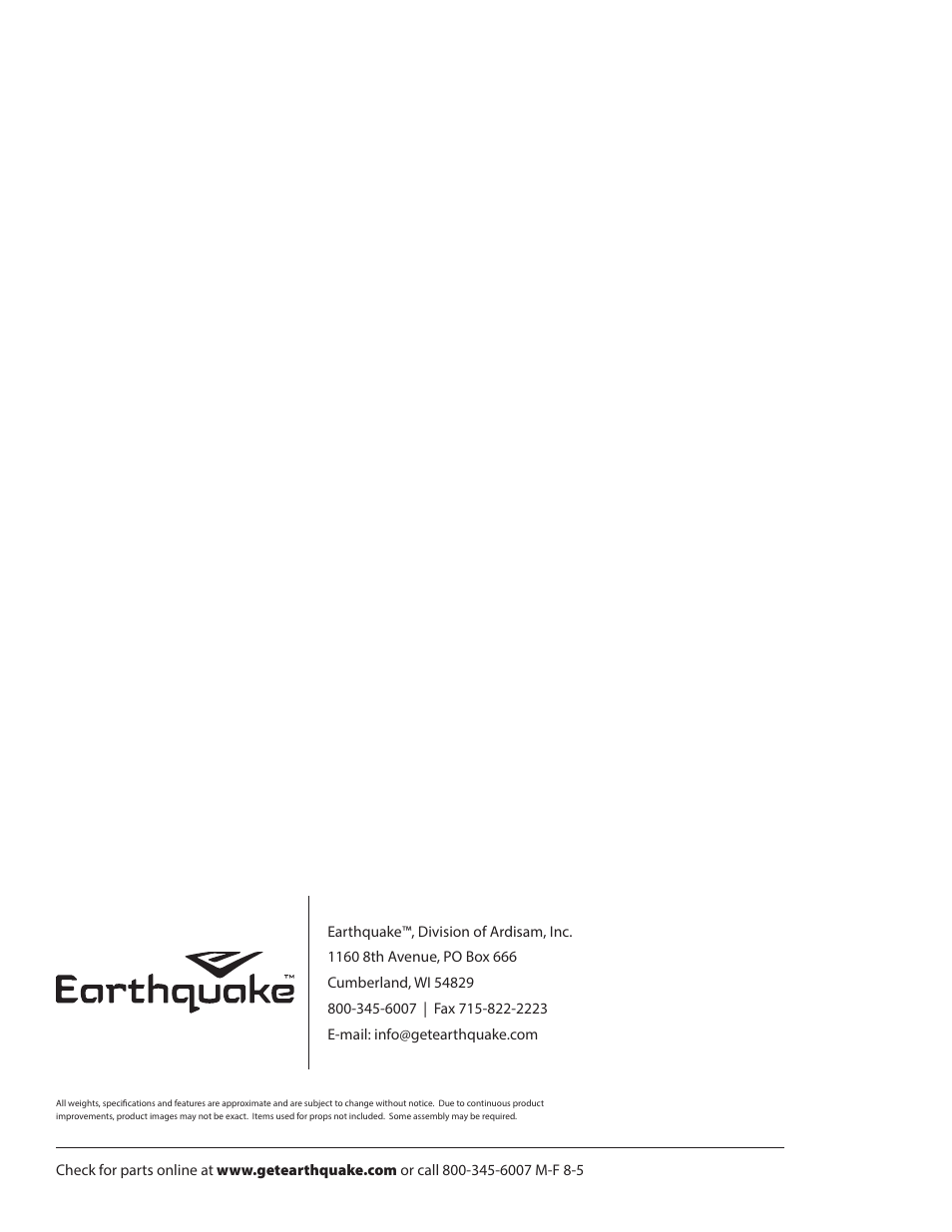 EarthQuake 12802 User Manual | Page 28 / 28