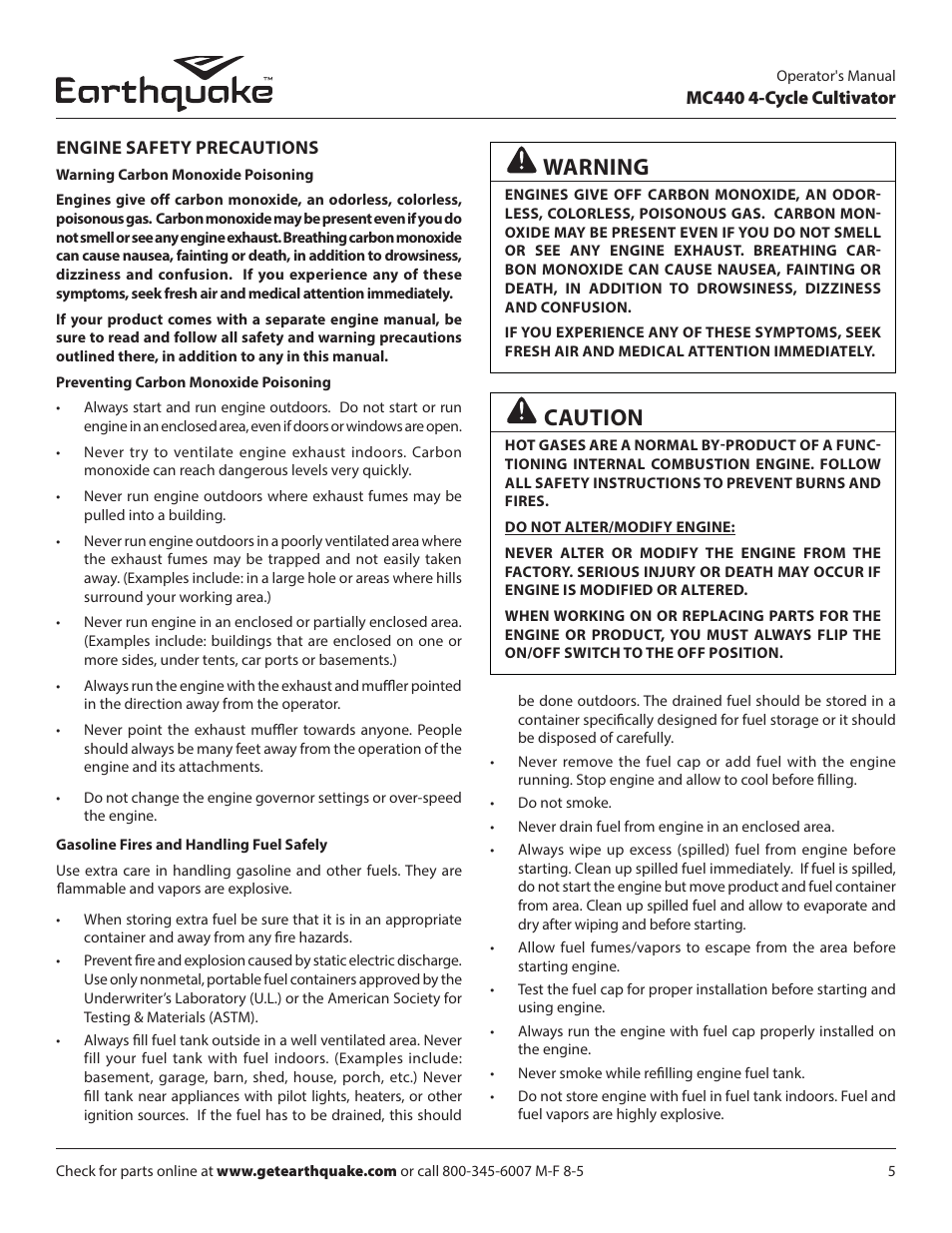 Caution, Warning | EarthQuake 12802 User Manual | Page 5 / 28
