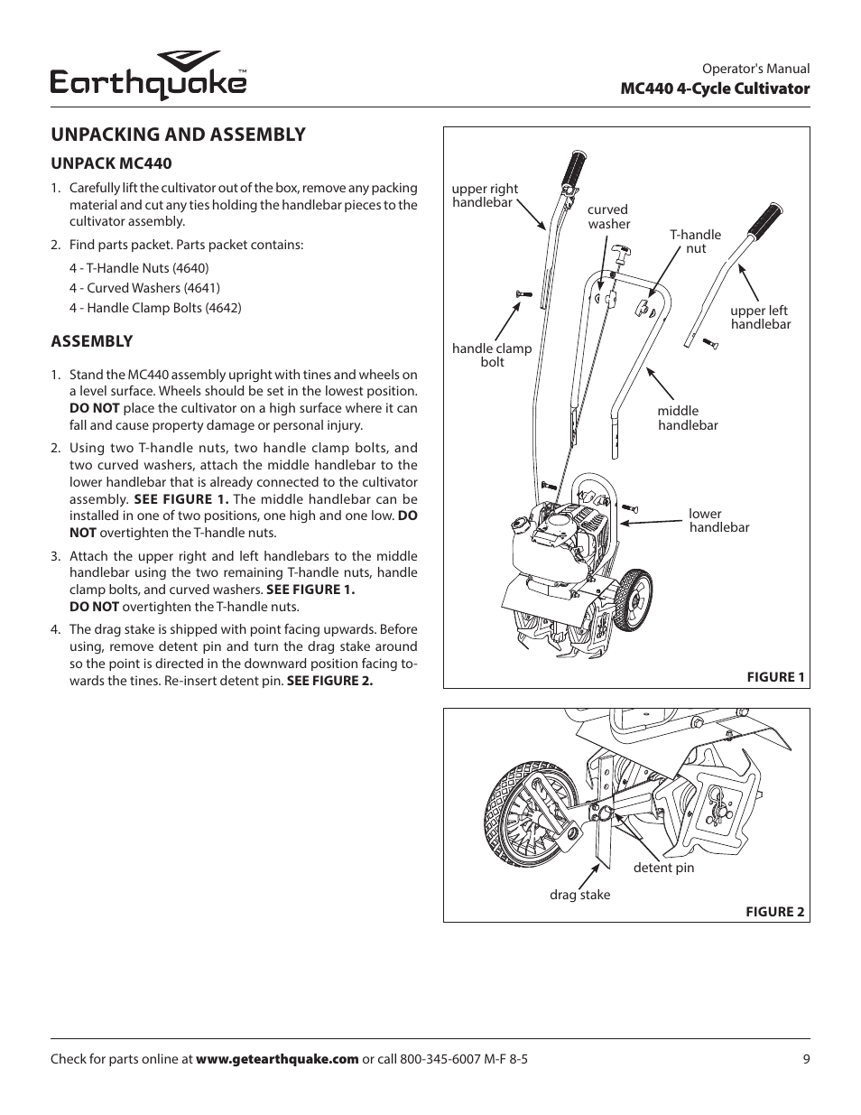 Unpacking and assembly | EarthQuake 12802 User Manual | Page 9 / 28
