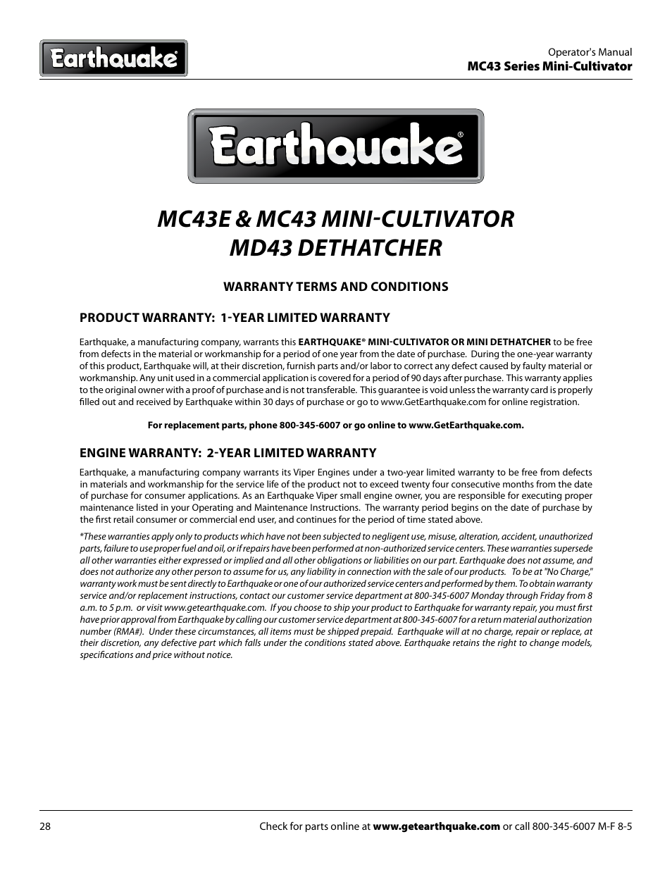 EarthQuake MC43E User Manual | Page 28 / 32