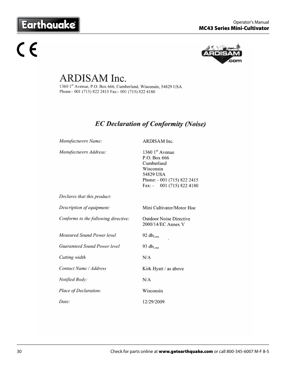 EarthQuake MC43E User Manual | Page 30 / 32