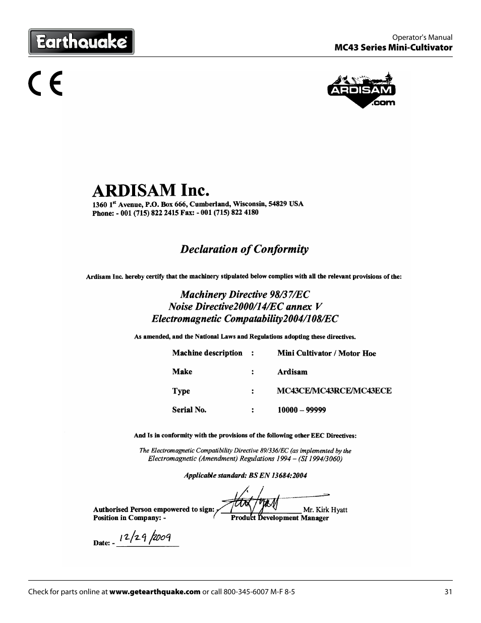 EarthQuake MC43E User Manual | Page 31 / 32