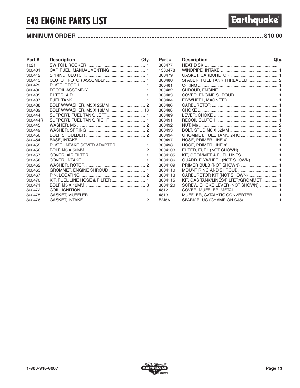 E43 engine p | EarthQuake E43 User Manual | Page 13 / 15