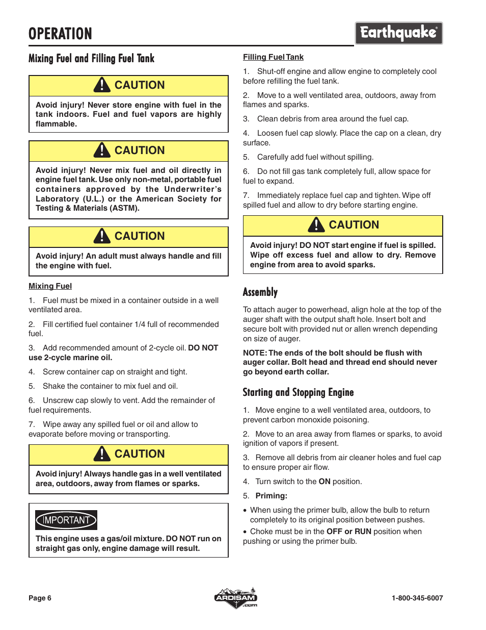 Opera, Opera operation tion tion tion tion | EarthQuake E43 User Manual | Page 6 / 15