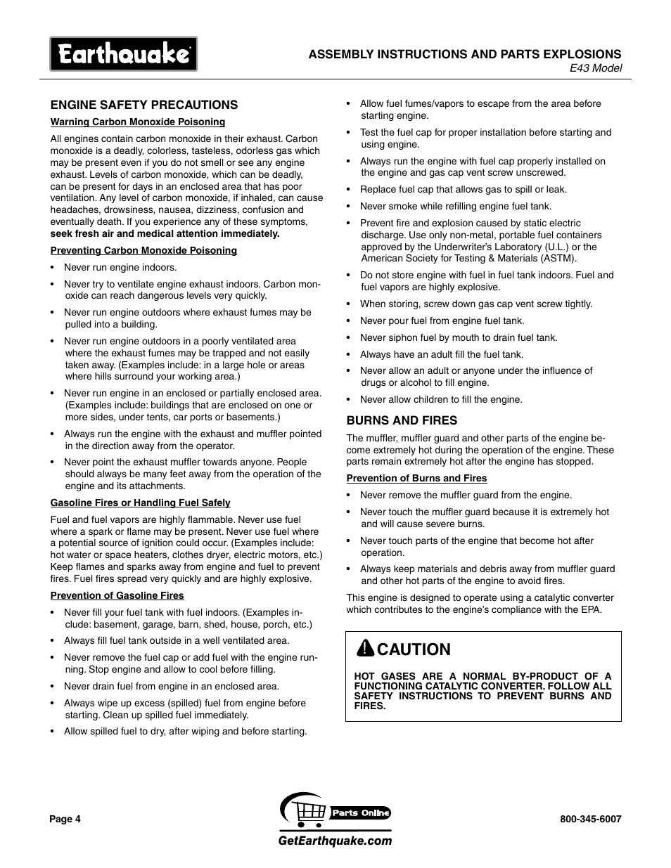 Caution | EarthQuake E43 User Manual | Page 4 / 20