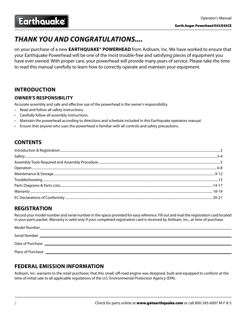 EarthQuake E43 User Manual | Page 2 / 92