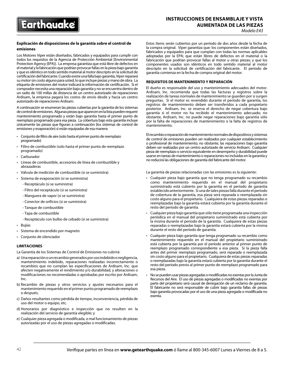 EarthQuake E43 User Manual | Page 42 / 92