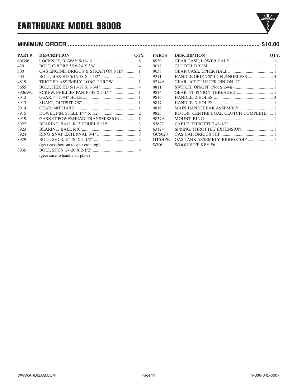Earthquake model 9800b | EarthQuake 9800B User Manual | Page 11 / 12