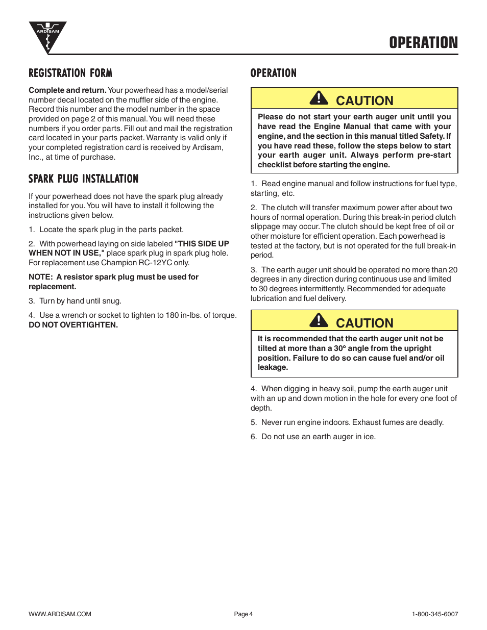 Operation, Caution | EarthQuake 9800B User Manual | Page 4 / 12