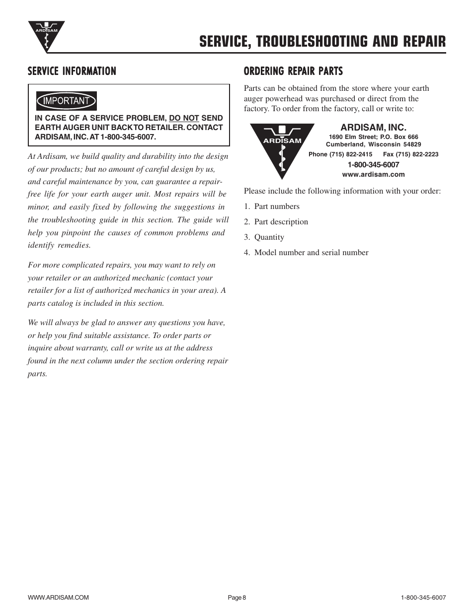 Service, troubleshooting and repair | EarthQuake 9800B User Manual | Page 8 / 12