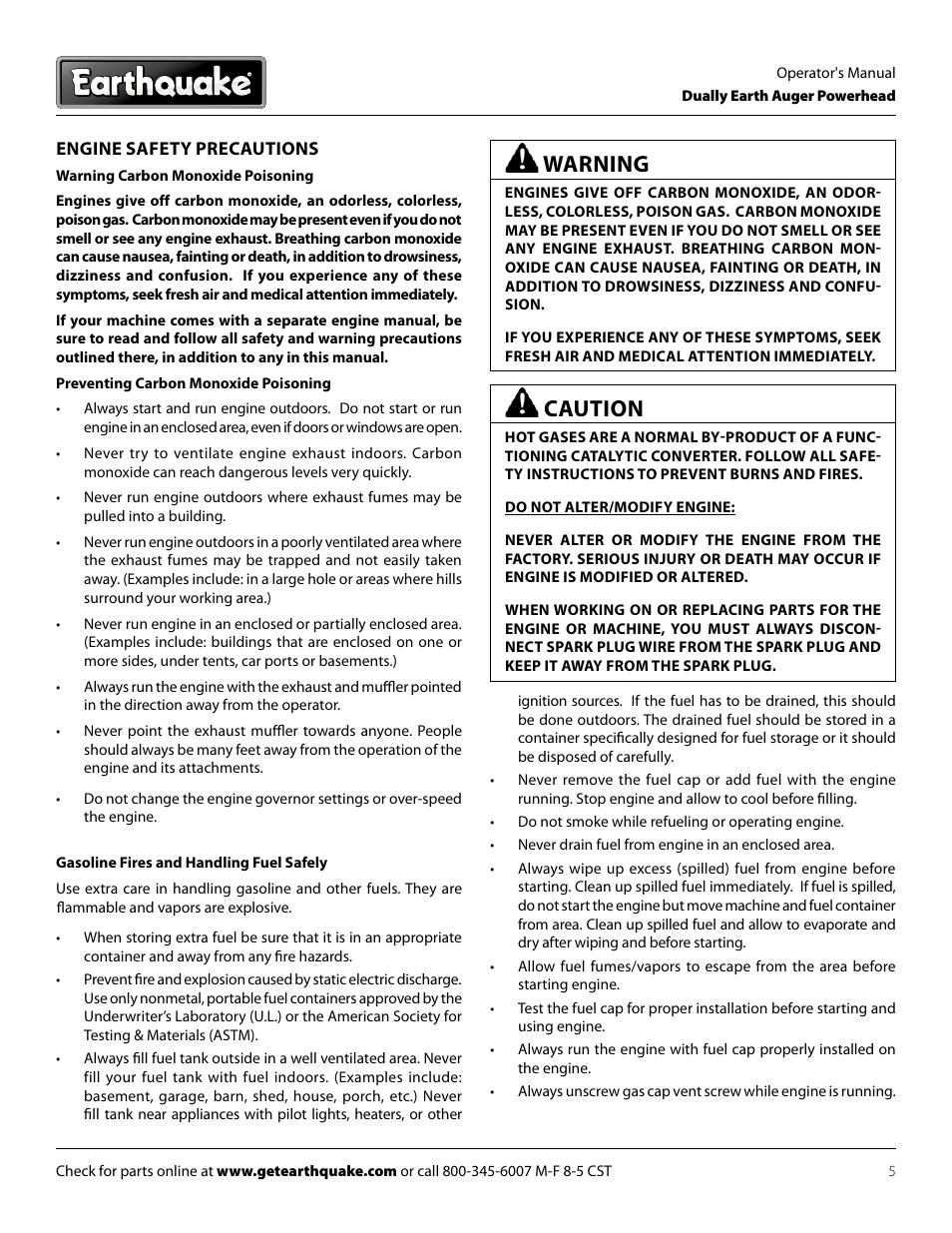Caution, Warning | EarthQuake 10310 User Manual | Page 5 / 24