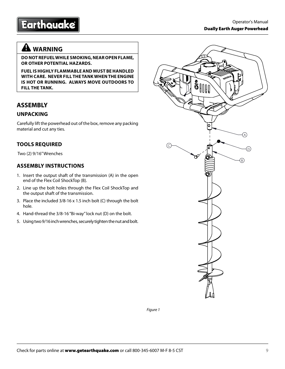 Assembly, Warning | EarthQuake 10310 User Manual | Page 9 / 24