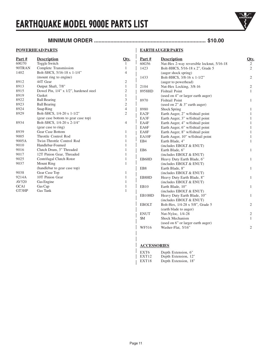 Earthquake model 9000e p | EarthQuake 9000E User Manual | Page 11 / 12