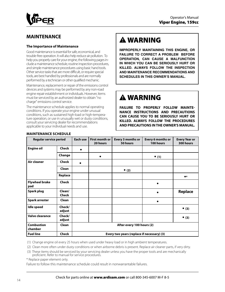 Warning, Maintenance | EarthQuake 60005072 User Manual | Page 14 / 24