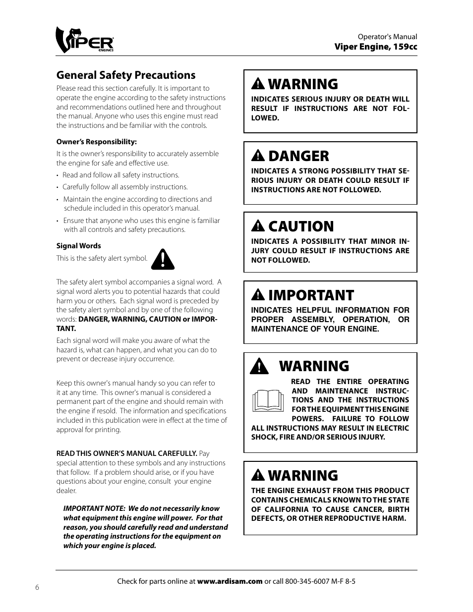 Warning, Danger, Caution | Important, General safety precautions | EarthQuake 60005072 User Manual | Page 6 / 24