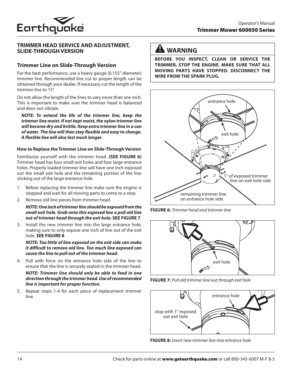 Warning | EarthQuake 600050B User Manual | Page 14 / 84