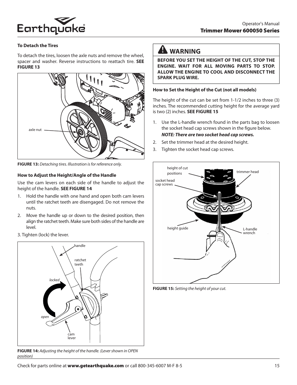 Warning | EarthQuake 600050B User Manual | Page 15 / 84