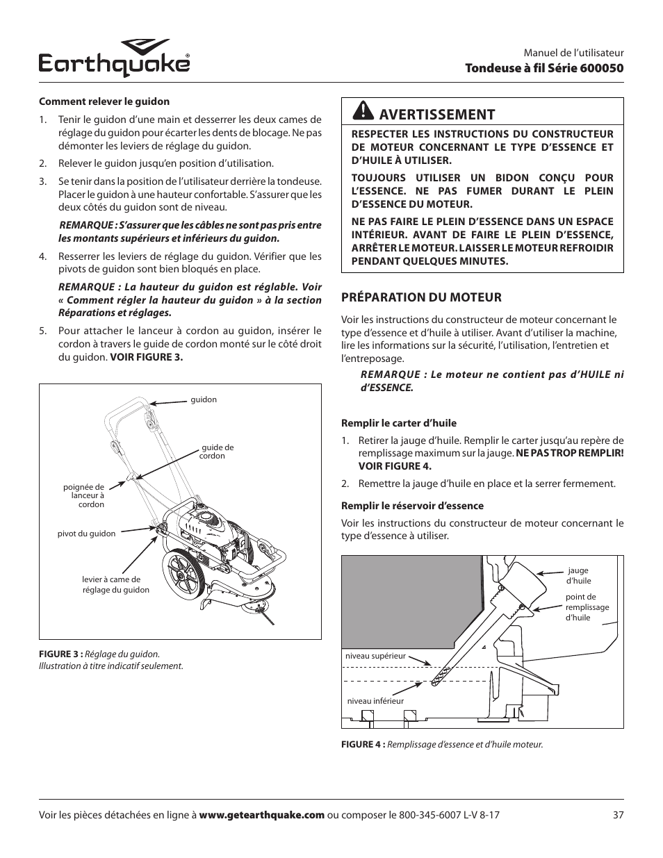 Avertissement | EarthQuake 600050B User Manual | Page 37 / 84
