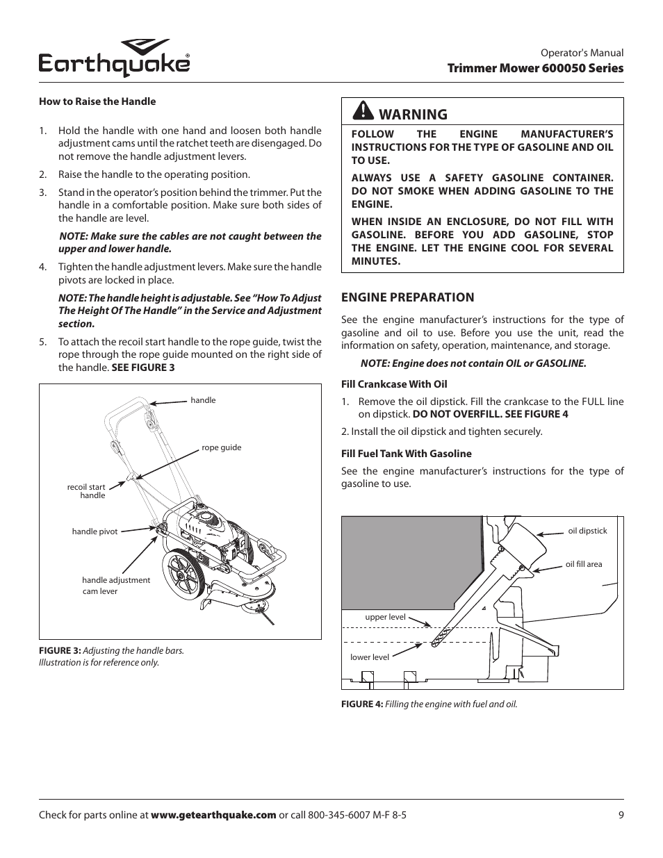 Warning | EarthQuake 600050B User Manual | Page 9 / 84