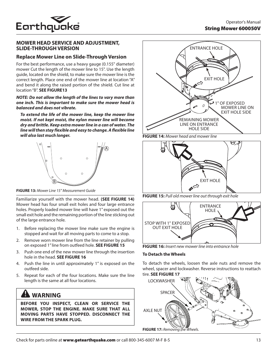 Warning | EarthQuake 600050V User Manual | Page 13 / 24