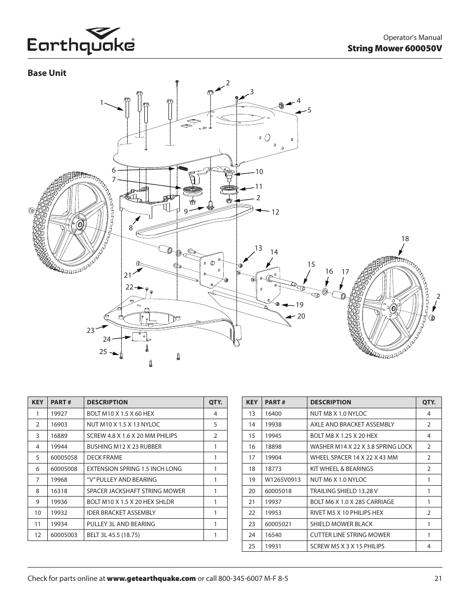 Base unit | EarthQuake 600050V User Manual | Page 21 / 24