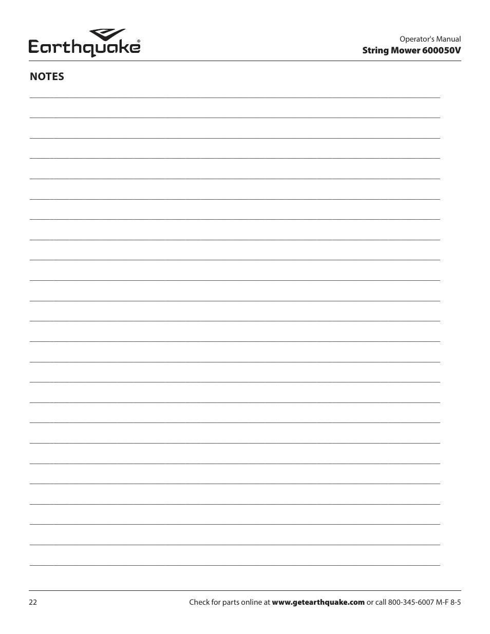 EarthQuake 600050V User Manual | Page 22 / 24