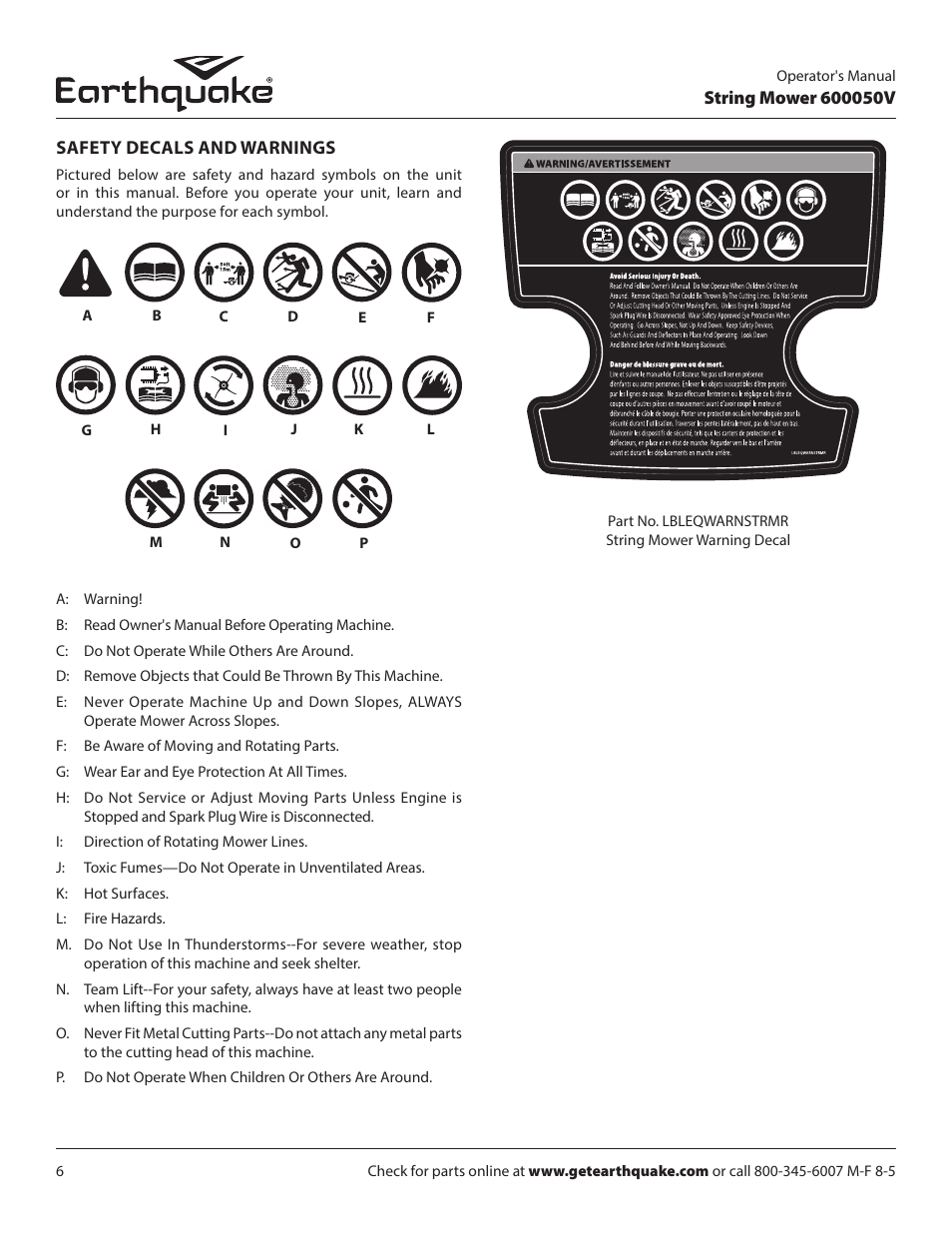 EarthQuake 600050V User Manual | Page 6 / 24