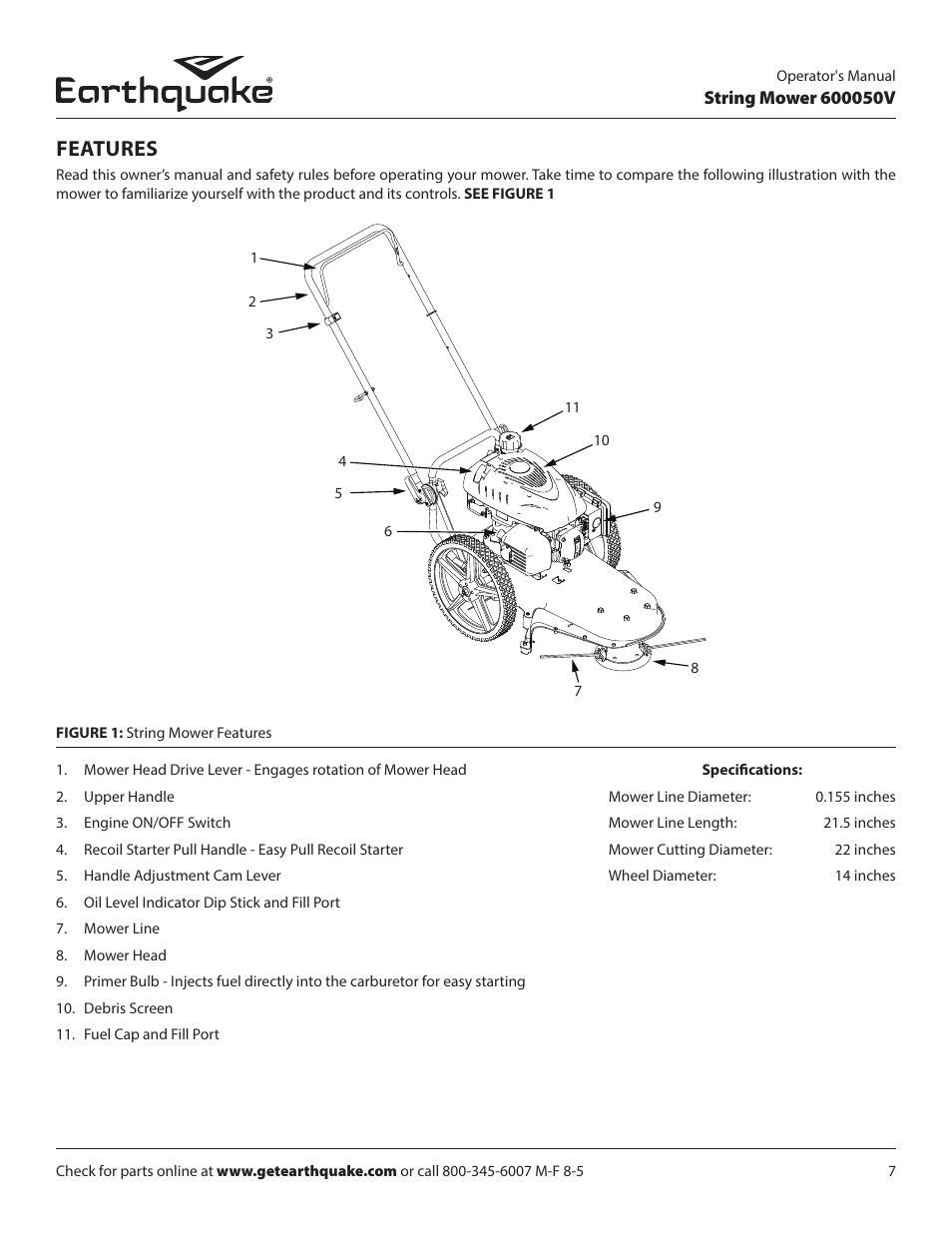 Features | EarthQuake 600050V User Manual | Page 7 / 24