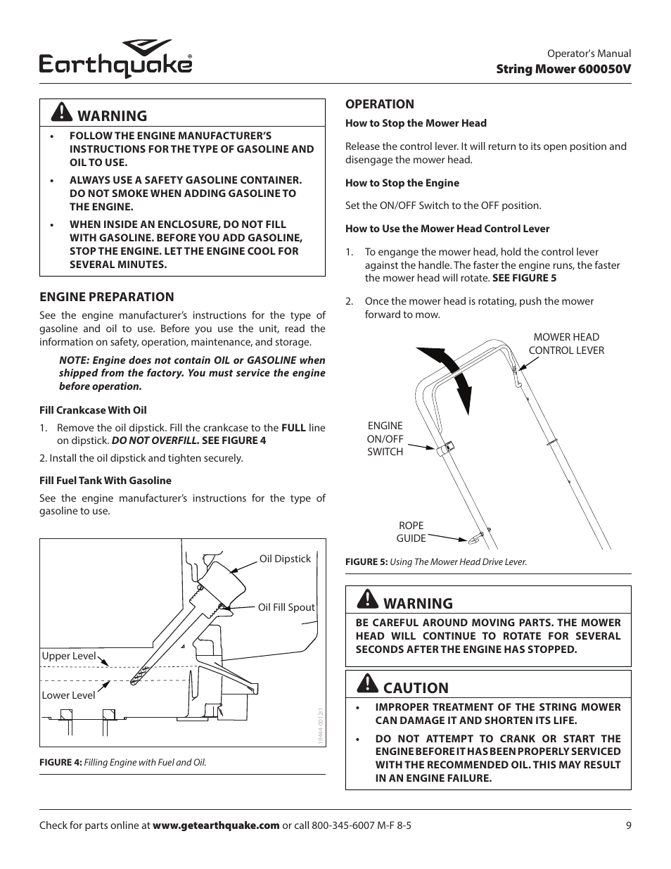 Warning, Caution | EarthQuake 600050V User Manual | Page 9 / 24