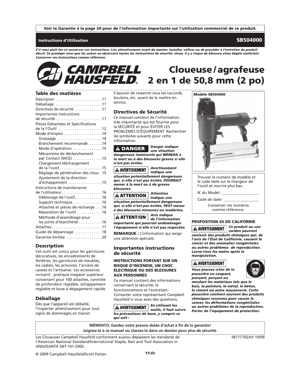 Campbell Hausfeld SB504000 User Manual | Page 11 / 32