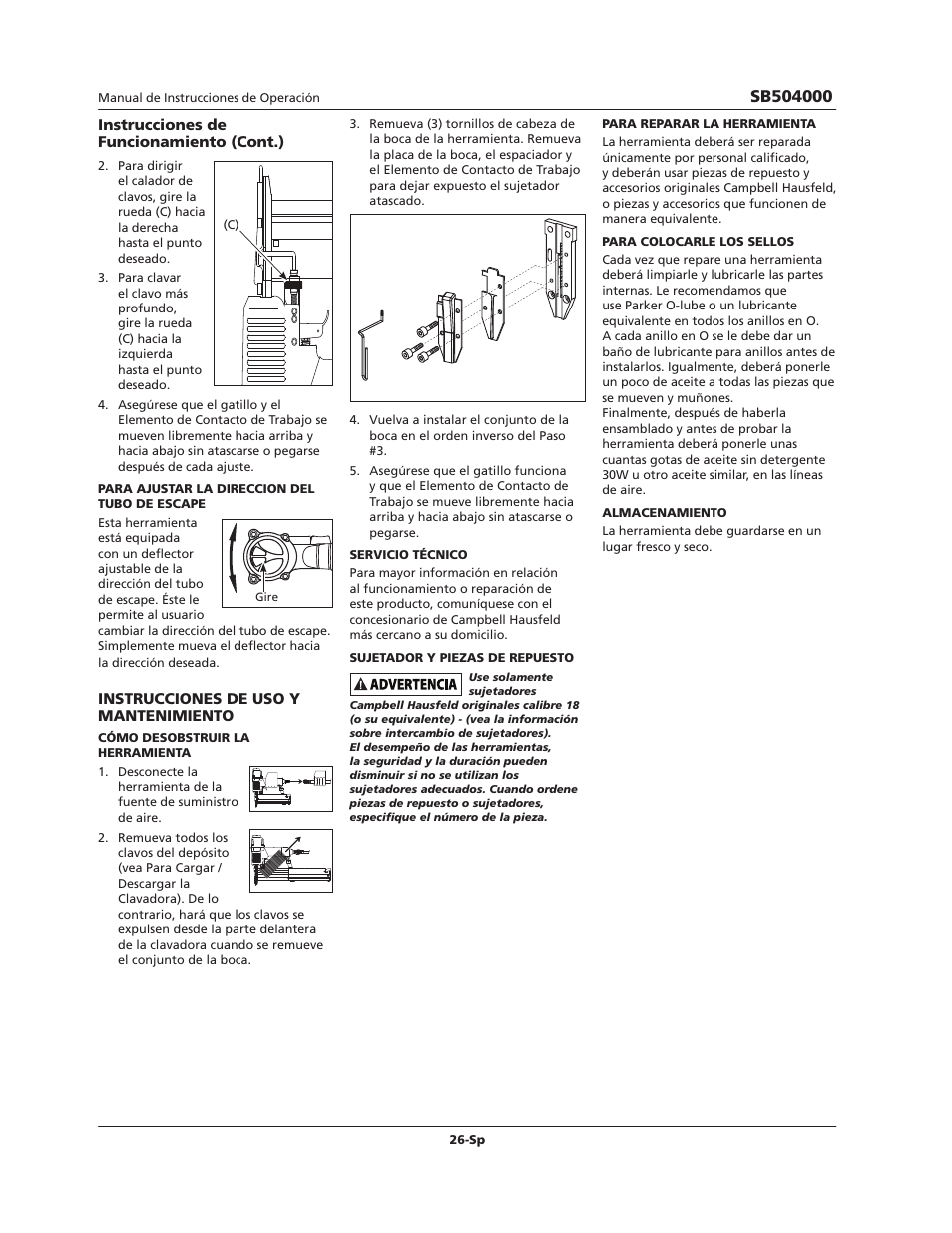 Campbell Hausfeld SB504000 User Manual | Page 26 / 32