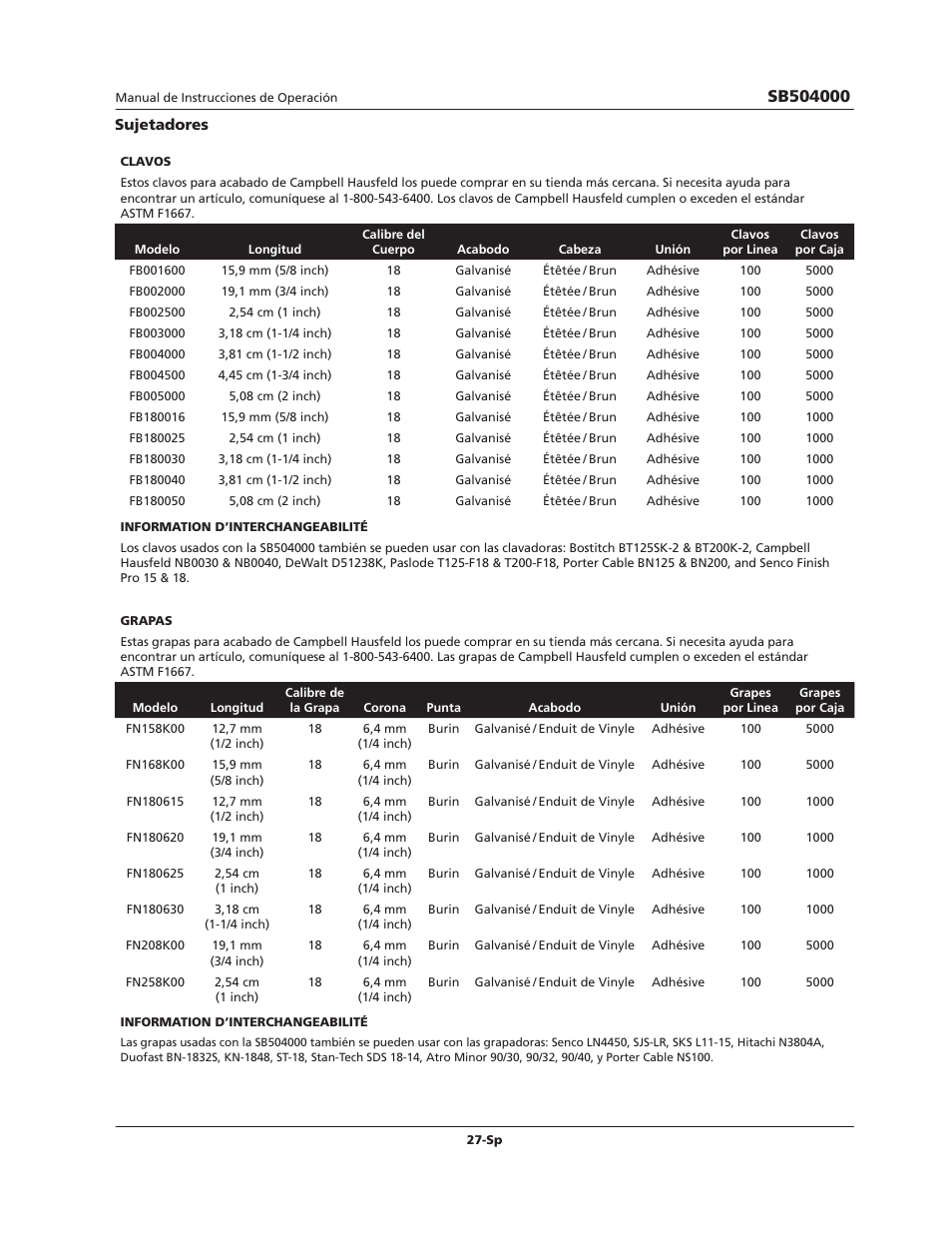 Campbell Hausfeld SB504000 User Manual | Page 27 / 32