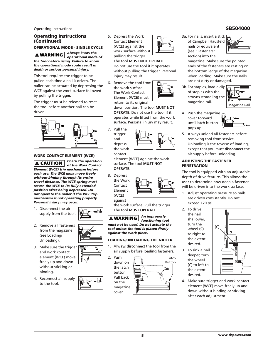 Campbell Hausfeld SB504000 User Manual | Page 5 / 32