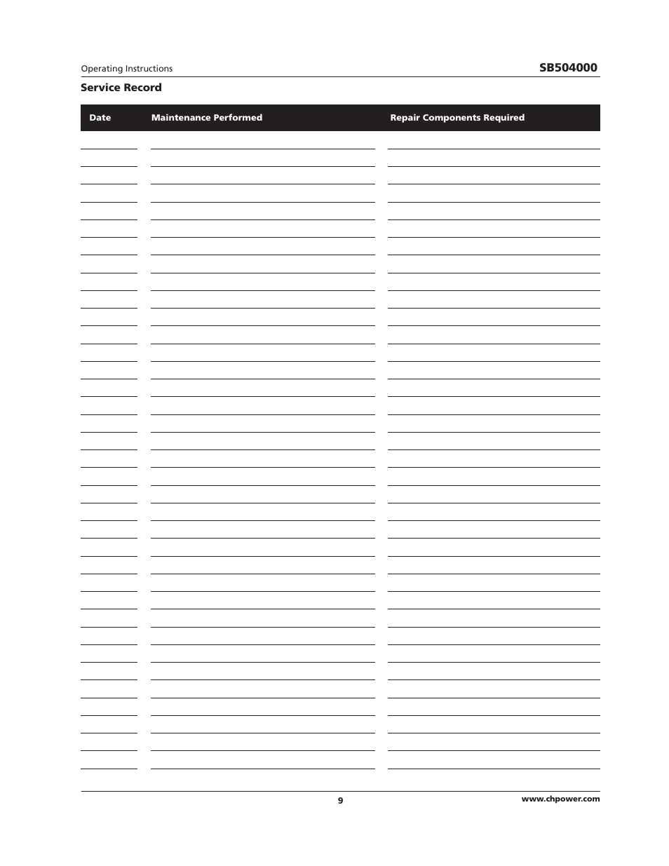 Campbell Hausfeld SB504000 User Manual | Page 9 / 32