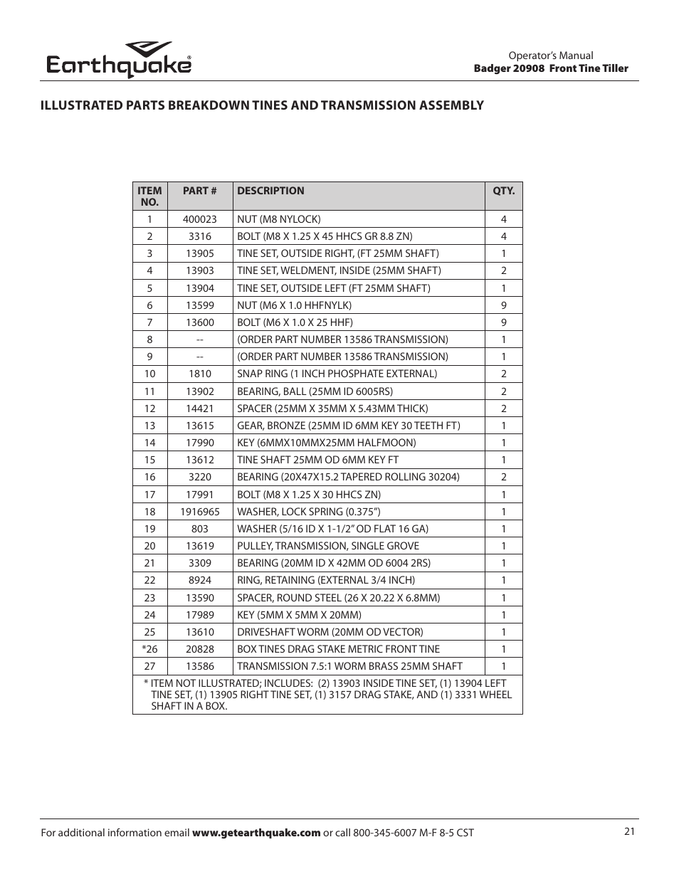 EarthQuake 20908 User Manual | Page 21 / 24