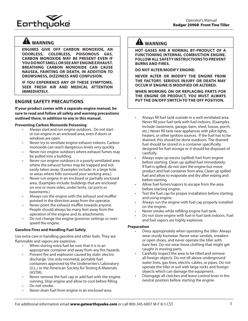 EarthQuake 20908 User Manual | Page 5 / 24