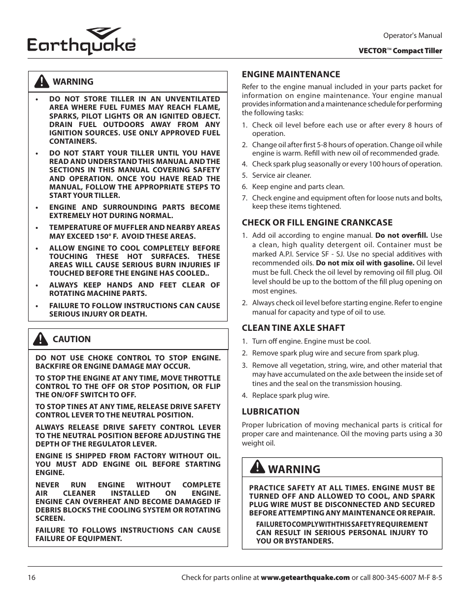 Warning | EarthQuake 26750 User Manual | Page 16 / 28