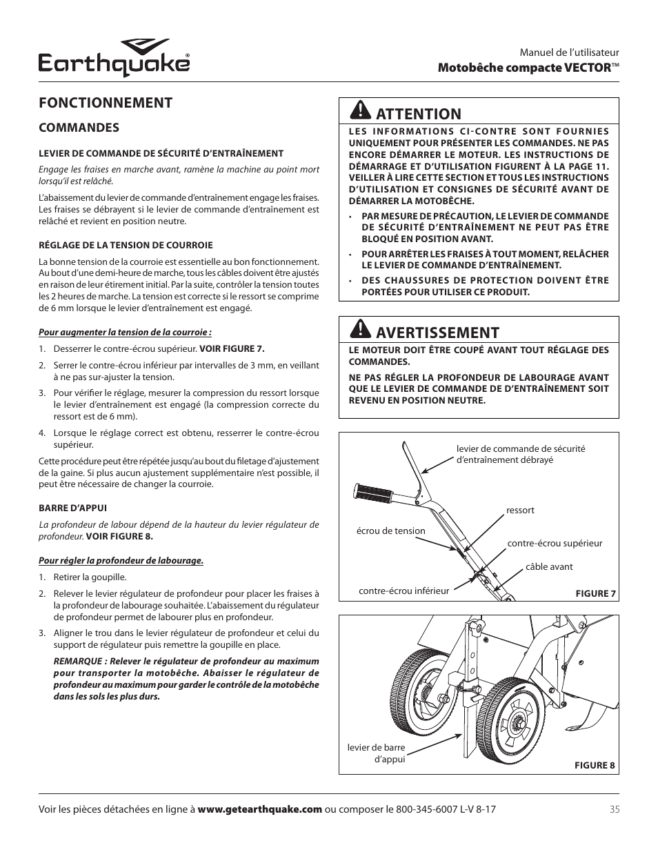 Attention, Avertissement, Fonctionnement | EarthQuake 26750 User Manual | Page 35 / 72