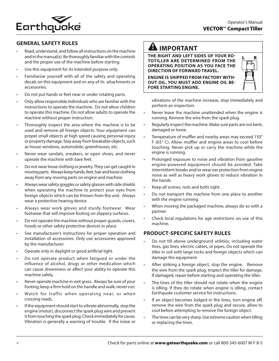 Important | EarthQuake 26750 User Manual | Page 4 / 72