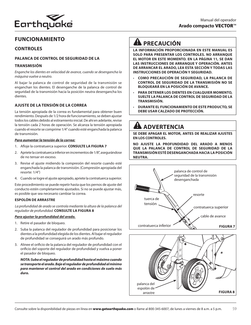 Precaución, Advertencia, Funcionamiento | EarthQuake 26750 User Manual | Page 59 / 72