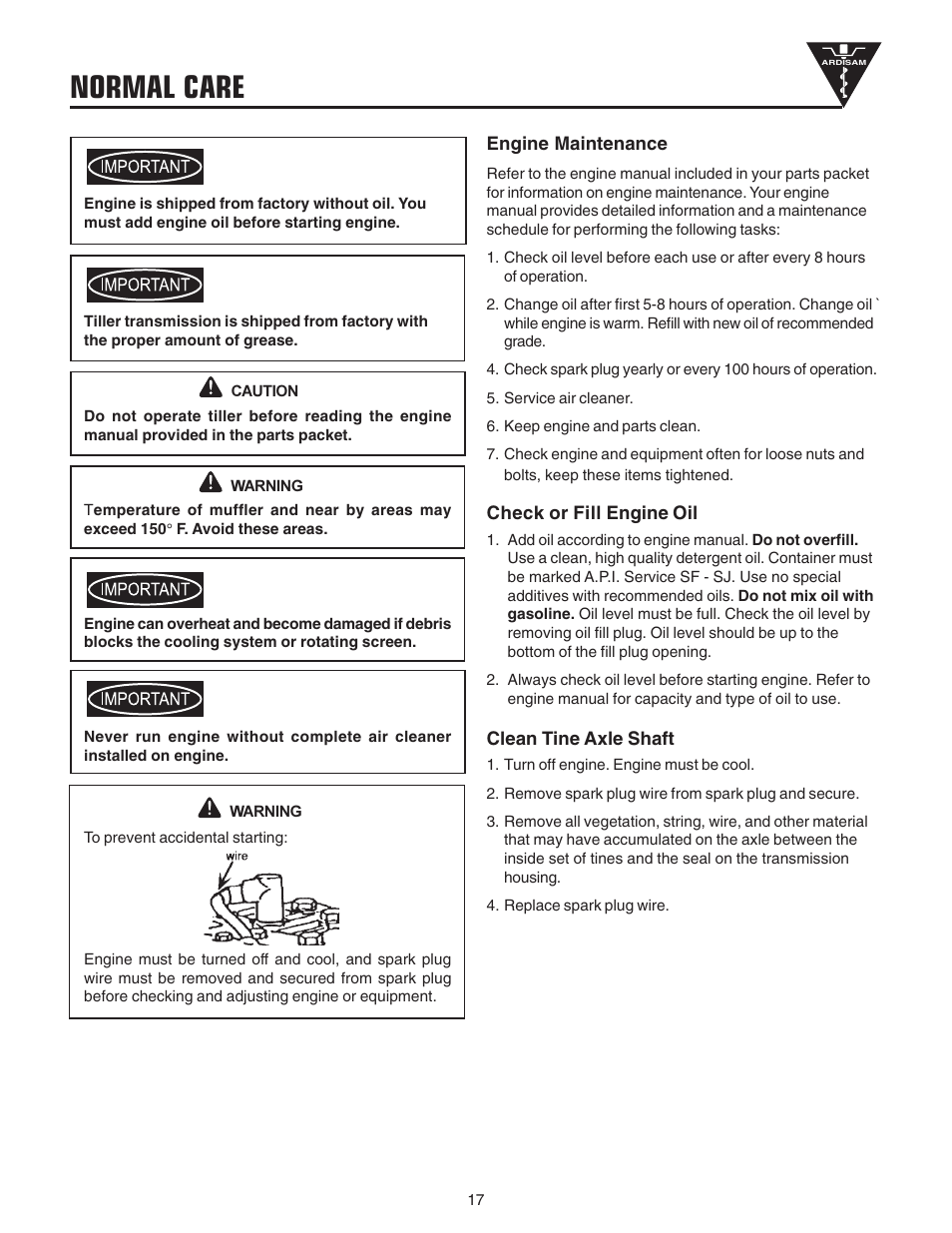 Normal care | EarthQuake 3200 User Manual | Page 17 / 24