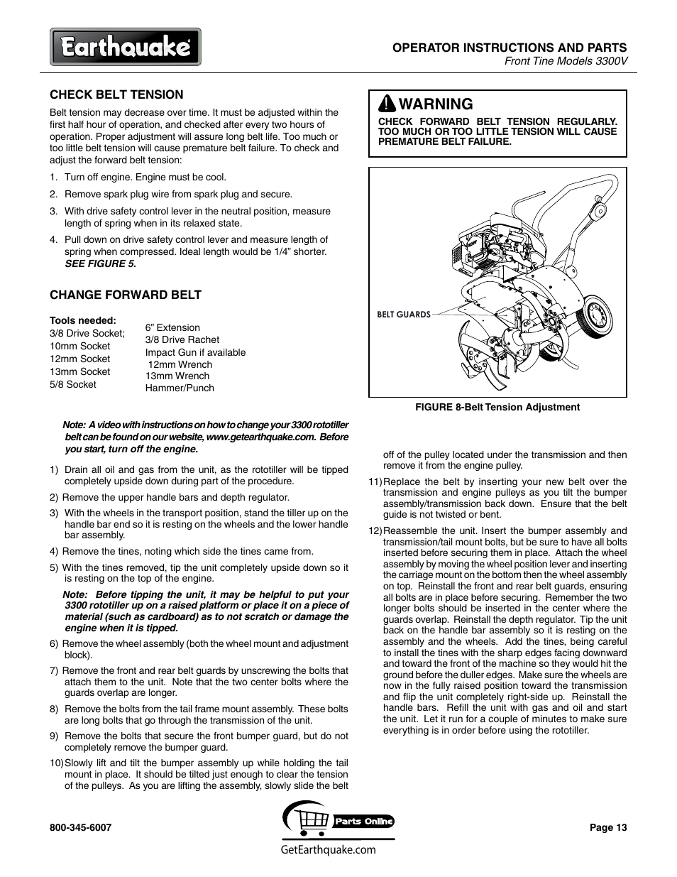 Warning | EarthQuake 3300V User Manual | Page 13 / 24