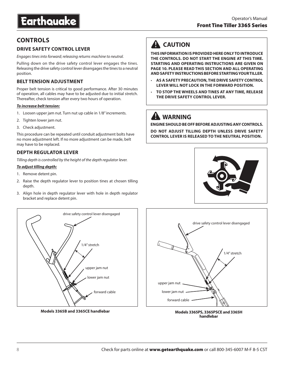 Srt crt, Controls, Warning caution | EarthQuake 3365PS User Manual | Page 8 / 24