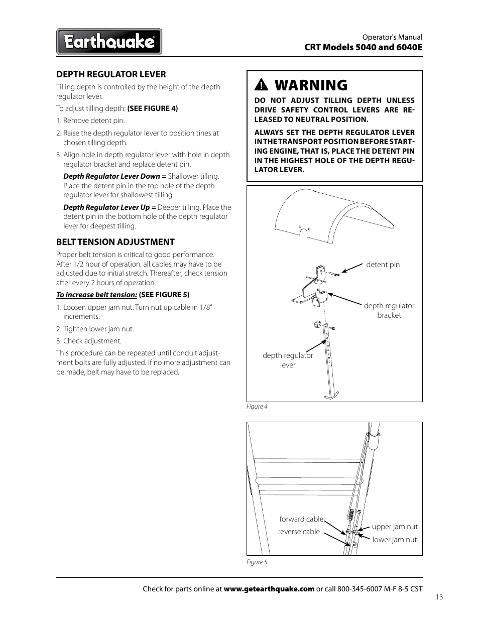 Warning | EarthQuake 6040E User Manual | Page 13 / 28