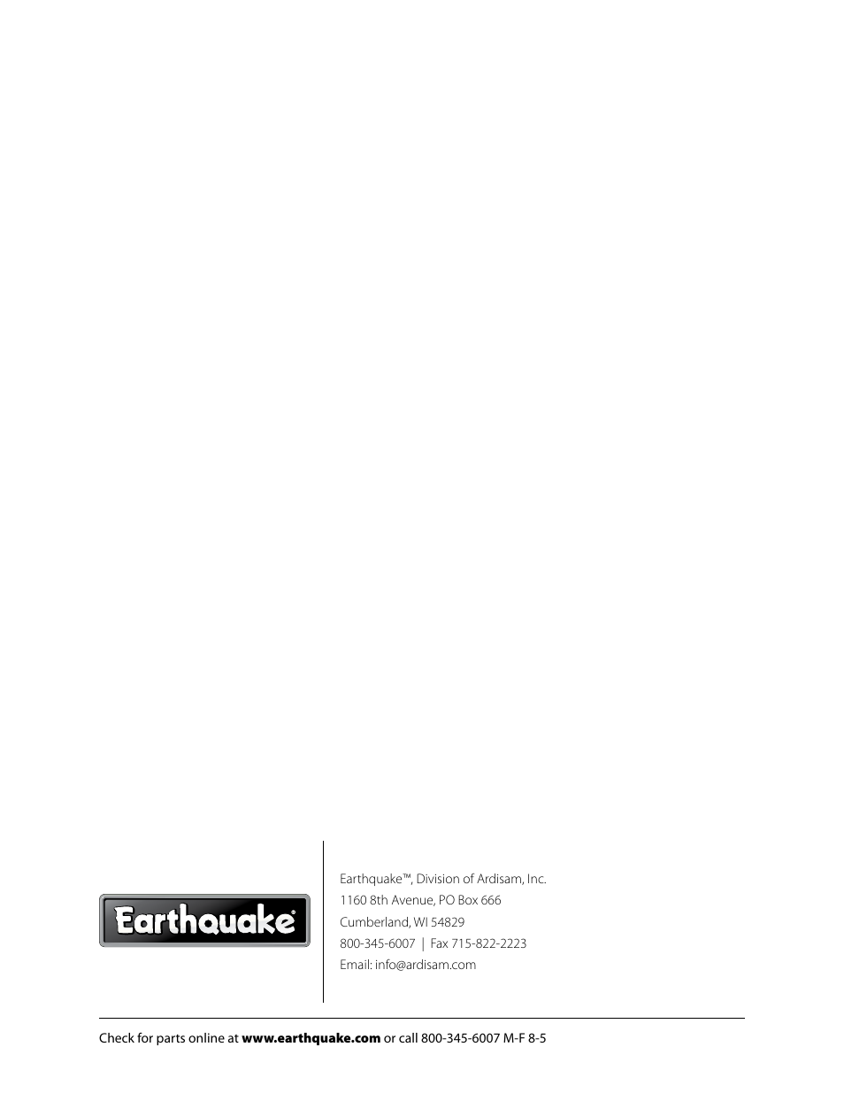 EarthQuake 6040E User Manual | Page 28 / 28