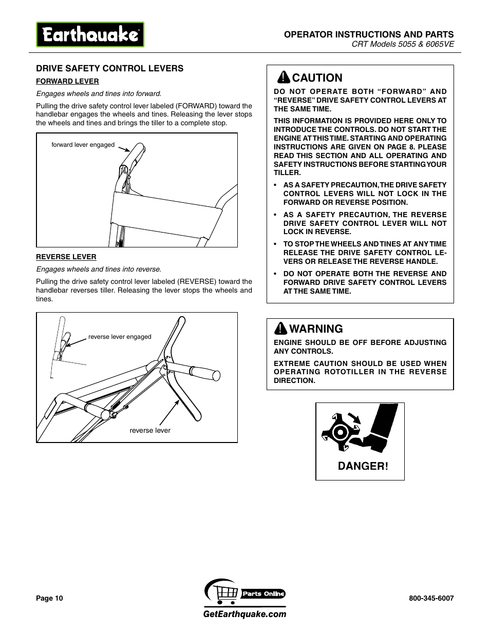Warning, Caution | EarthQuake 5055 User Manual | Page 10 / 28