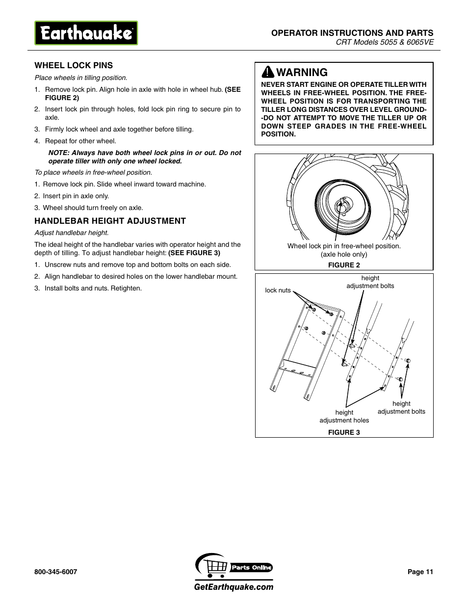 Warning | EarthQuake 5055 User Manual | Page 11 / 28