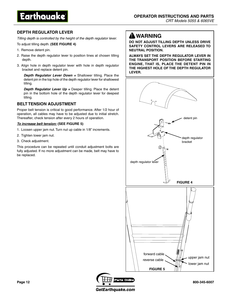 Warning | EarthQuake 5055 User Manual | Page 12 / 28