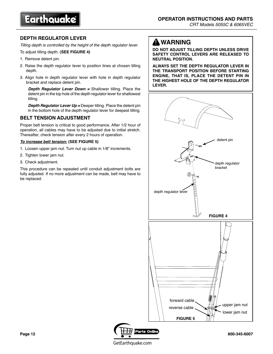 Warning | EarthQuake 6065VEC User Manual | Page 12 / 28