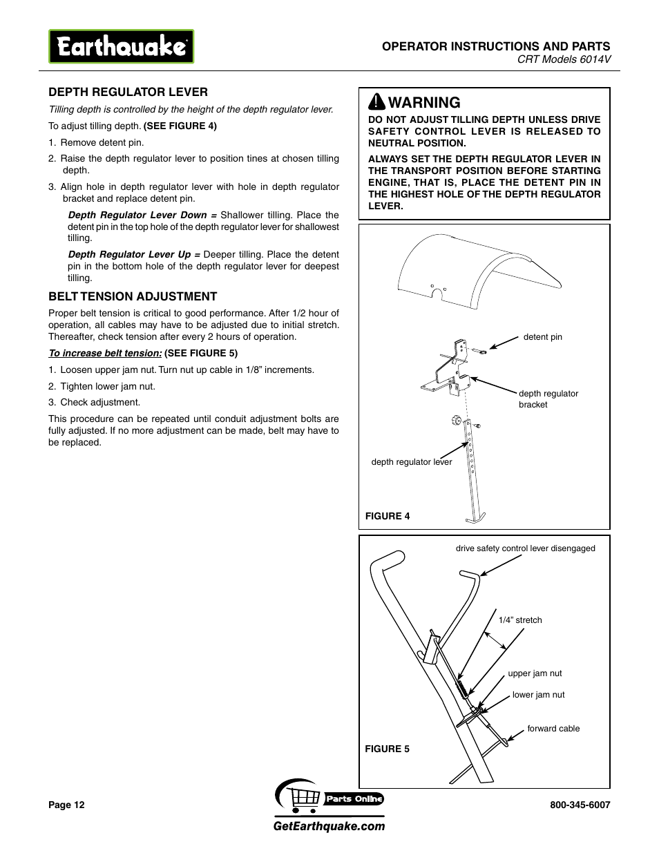 Warning | EarthQuake 6014V User Manual | Page 12 / 28